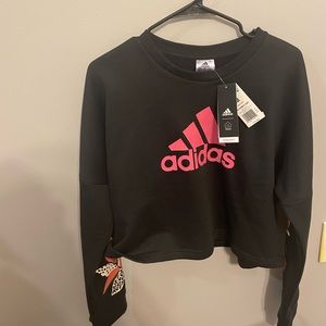 NWT Cropped adidas black and pink hoodie